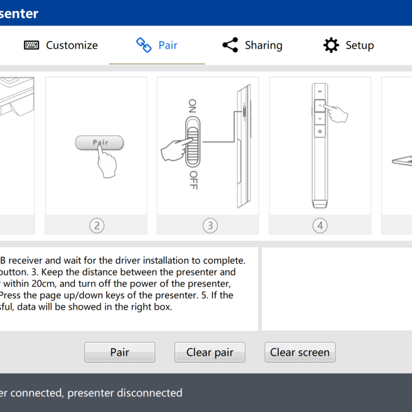Norwii Wireless Presenter Pairing Operation Guide